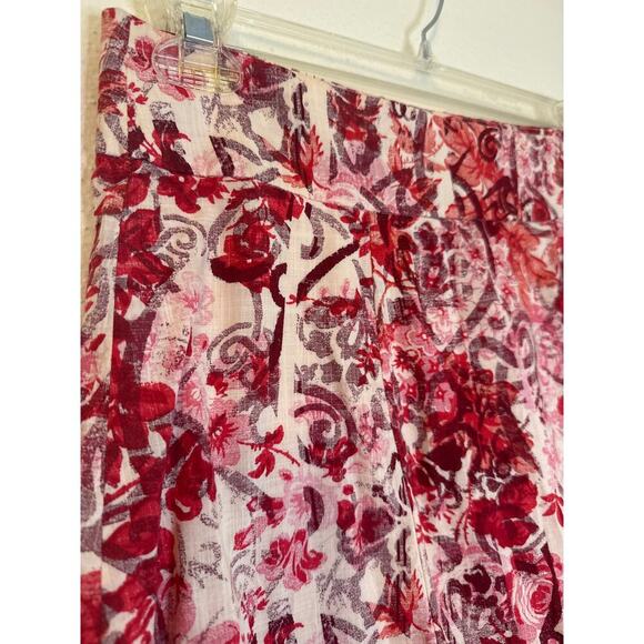 Gap Womens Midi Skirt Red White Floral Design Side Zipper Size 4 Casual Romantic - Picture 3 of 11
